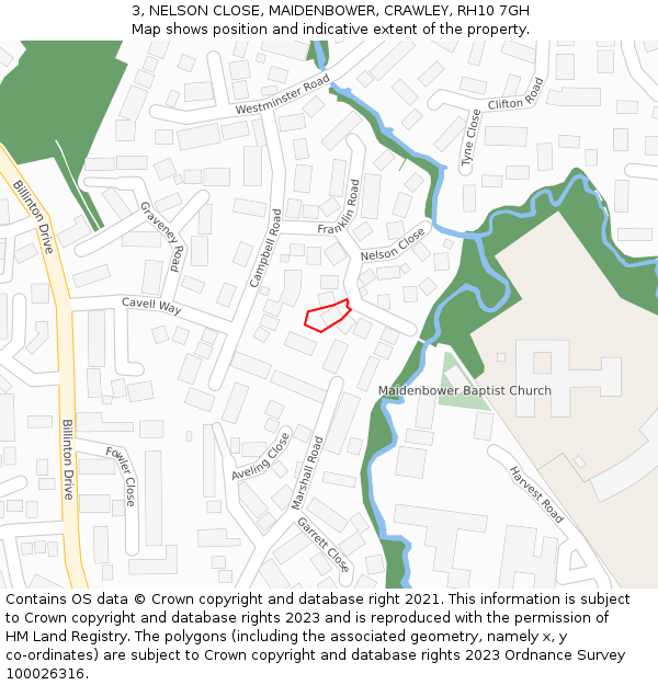 3, NELSON CLOSE, MAIDENBOWER, CRAWLEY, RH10 7GH: Location map and indicative extent of plot