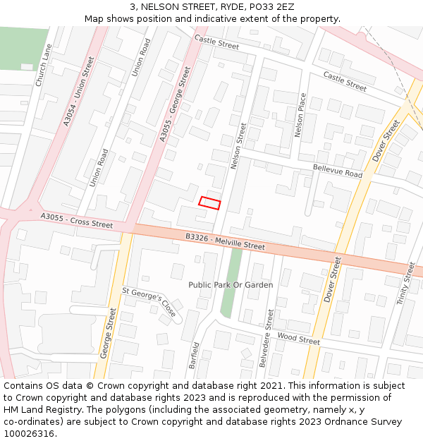 3, NELSON STREET, RYDE, PO33 2EZ: Location map and indicative extent of plot