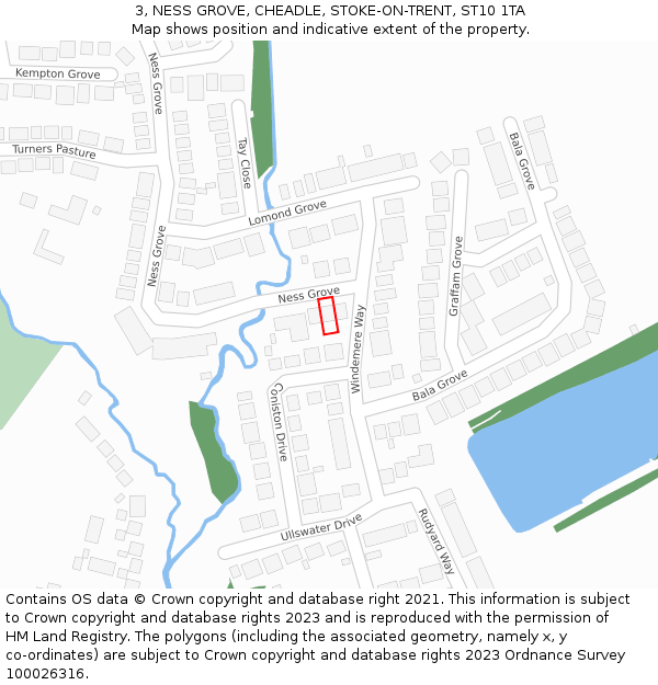 3, NESS GROVE, CHEADLE, STOKE-ON-TRENT, ST10 1TA: Location map and indicative extent of plot