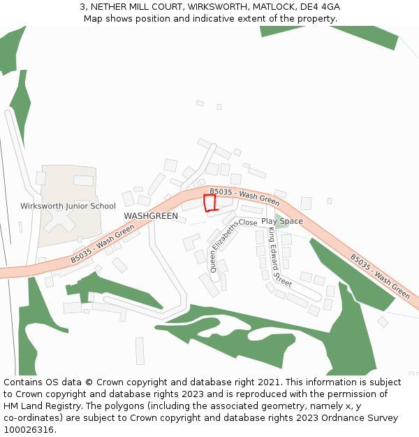 3, NETHER MILL COURT, WIRKSWORTH, MATLOCK, DE4 4GA: Location map and indicative extent of plot