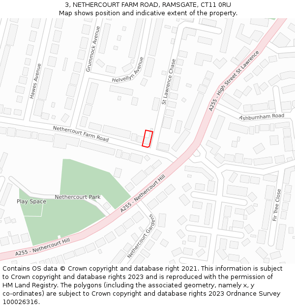 3, NETHERCOURT FARM ROAD, RAMSGATE, CT11 0RU: Location map and indicative extent of plot