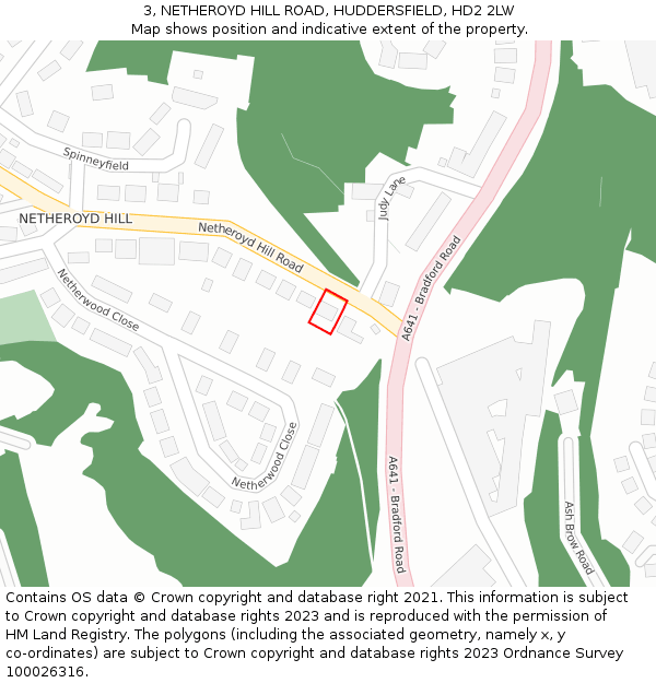 3, NETHEROYD HILL ROAD, HUDDERSFIELD, HD2 2LW: Location map and indicative extent of plot