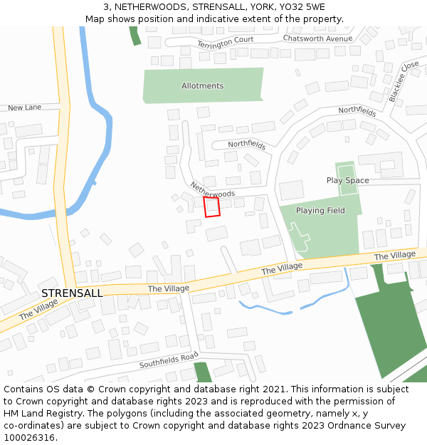 3, NETHERWOODS, STRENSALL, YORK, YO32 5WE: Location map and indicative extent of plot