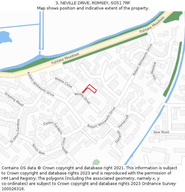 3, NEVILLE DRIVE, ROMSEY, SO51 7RP: Location map and indicative extent of plot
