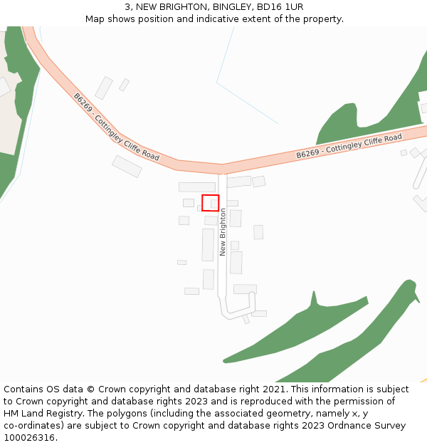 3, NEW BRIGHTON, BINGLEY, BD16 1UR: Location map and indicative extent of plot