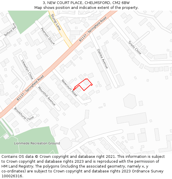 3, NEW COURT PLACE, CHELMSFORD, CM2 6BW: Location map and indicative extent of plot