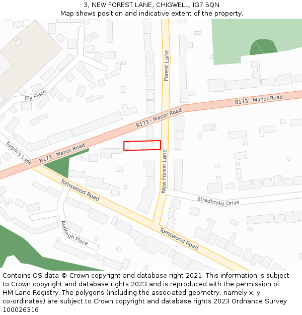 3, NEW FOREST LANE, CHIGWELL, IG7 5QN: Location map and indicative extent of plot