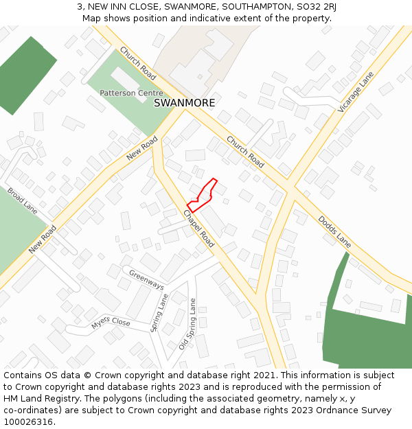3, NEW INN CLOSE, SWANMORE, SOUTHAMPTON, SO32 2RJ: Location map and indicative extent of plot