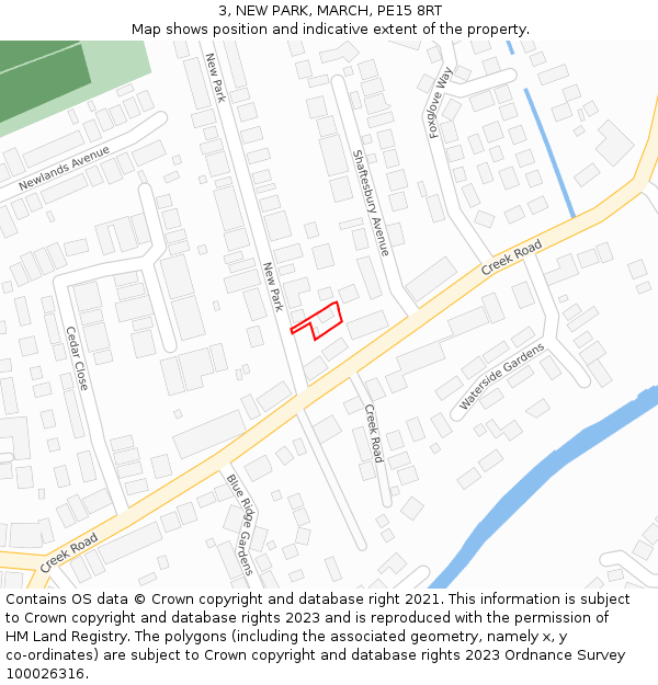 3, NEW PARK, MARCH, PE15 8RT: Location map and indicative extent of plot