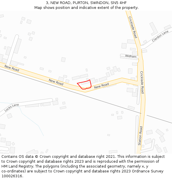 3, NEW ROAD, PURTON, SWINDON, SN5 4HF: Location map and indicative extent of plot