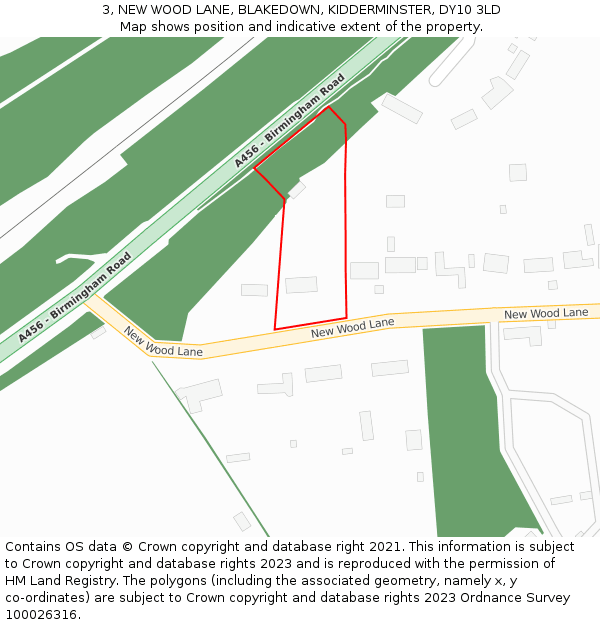 3, NEW WOOD LANE, BLAKEDOWN, KIDDERMINSTER, DY10 3LD: Location map and indicative extent of plot