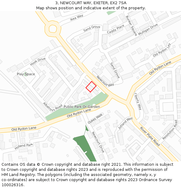 3, NEWCOURT WAY, EXETER, EX2 7SA: Location map and indicative extent of plot