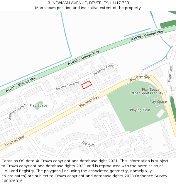 3, NEWMAN AVENUE, BEVERLEY, HU17 7FB: Location map and indicative extent of plot