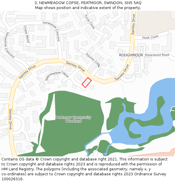 3, NEWMEADOW COPSE, PEATMOOR, SWINDON, SN5 5AQ: Location map and indicative extent of plot