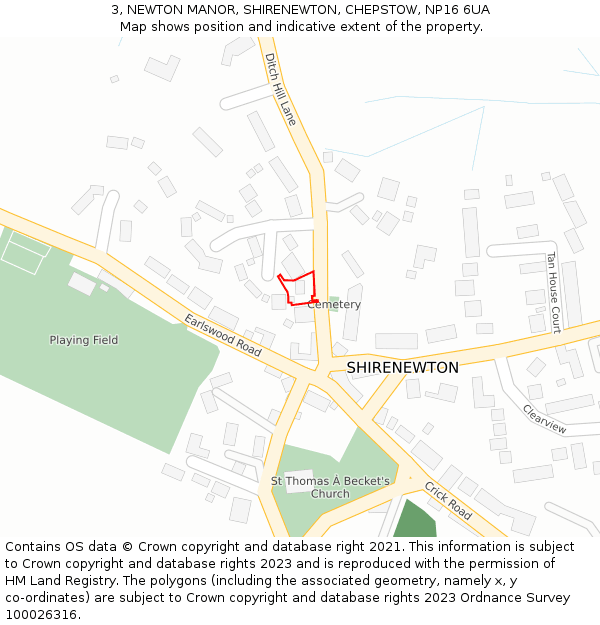 3, NEWTON MANOR, SHIRENEWTON, CHEPSTOW, NP16 6UA: Location map and indicative extent of plot