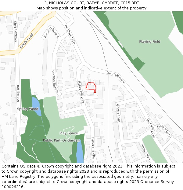 3, NICHOLAS COURT, RADYR, CARDIFF, CF15 8DT: Location map and indicative extent of plot