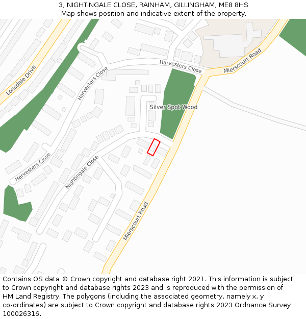 3, NIGHTINGALE CLOSE, RAINHAM, GILLINGHAM, ME8 8HS: Location map and indicative extent of plot