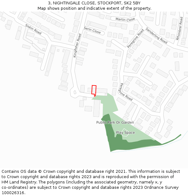 3, NIGHTINGALE CLOSE, STOCKPORT, SK2 5BY: Location map and indicative extent of plot