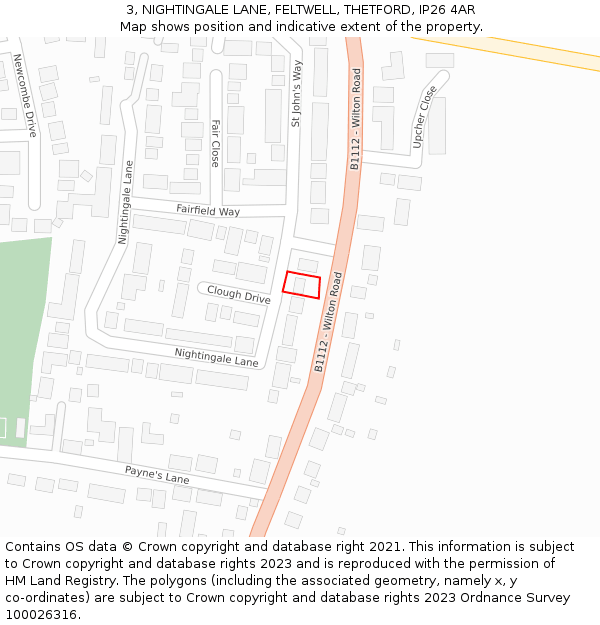 3, NIGHTINGALE LANE, FELTWELL, THETFORD, IP26 4AR: Location map and indicative extent of plot