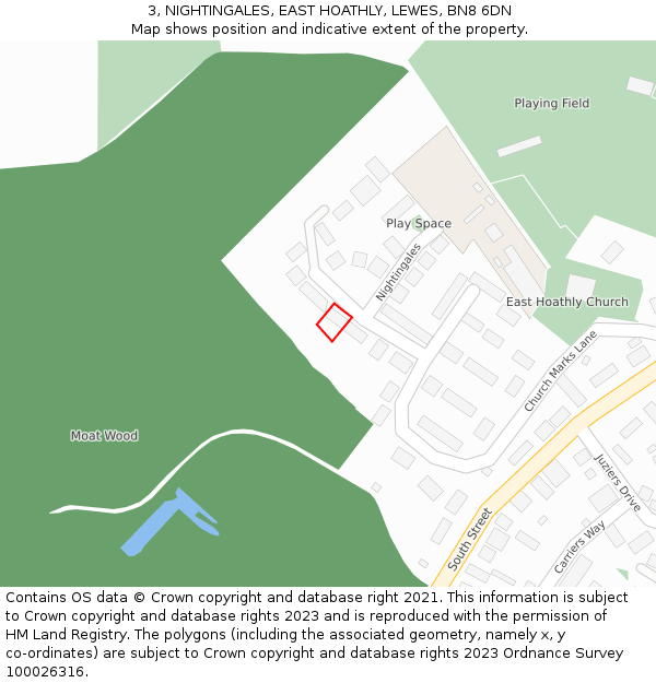 3, NIGHTINGALES, EAST HOATHLY, LEWES, BN8 6DN: Location map and indicative extent of plot