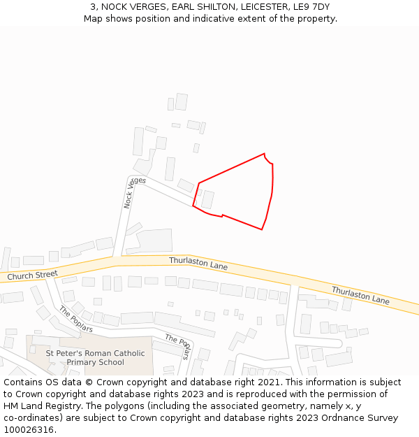 3, NOCK VERGES, EARL SHILTON, LEICESTER, LE9 7DY: Location map and indicative extent of plot