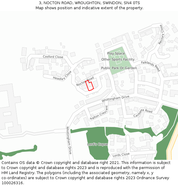 3, NOCTON ROAD, WROUGHTON, SWINDON, SN4 0TS: Location map and indicative extent of plot