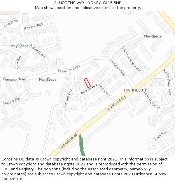 3, NODENS WAY, LYDNEY, GL15 5NP: Location map and indicative extent of plot