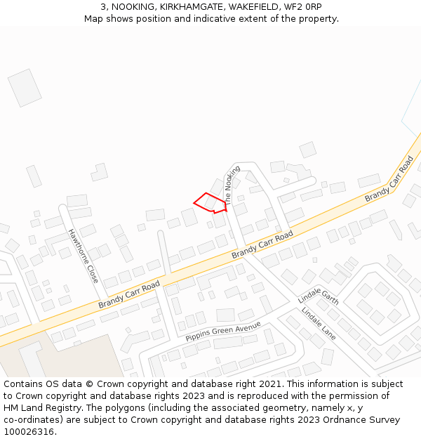 3, NOOKING, KIRKHAMGATE, WAKEFIELD, WF2 0RP: Location map and indicative extent of plot