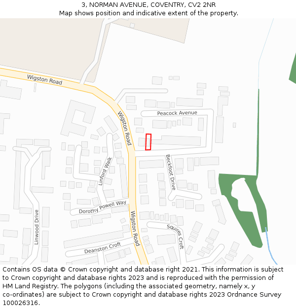 3, NORMAN AVENUE, COVENTRY, CV2 2NR: Location map and indicative extent of plot