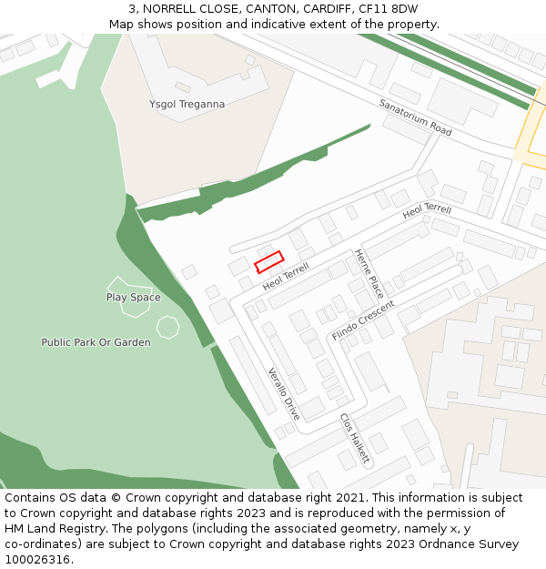 3, NORRELL CLOSE, CANTON, CARDIFF, CF11 8DW: Location map and indicative extent of plot