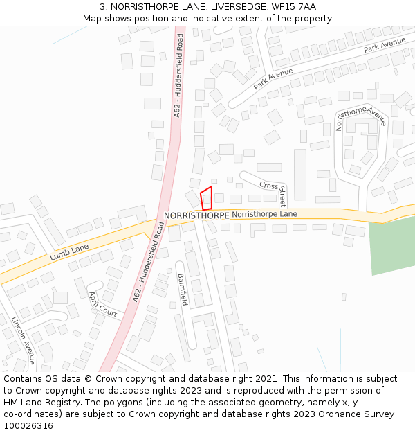 3, NORRISTHORPE LANE, LIVERSEDGE, WF15 7AA: Location map and indicative extent of plot