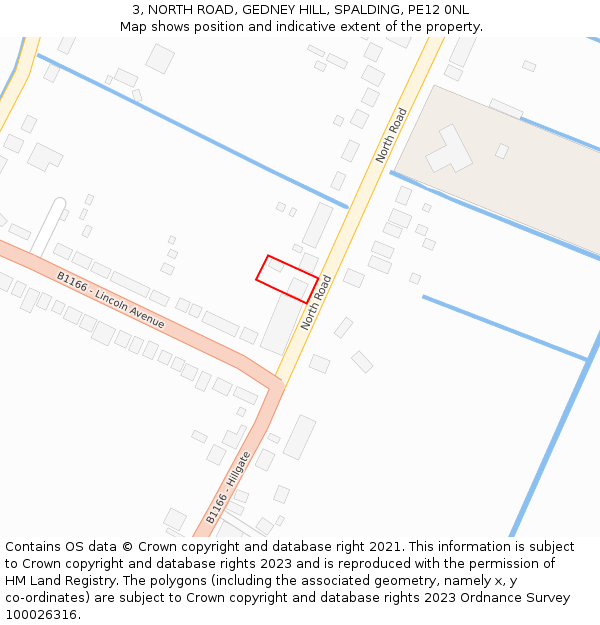 3, NORTH ROAD, GEDNEY HILL, SPALDING, PE12 0NL: Location map and indicative extent of plot