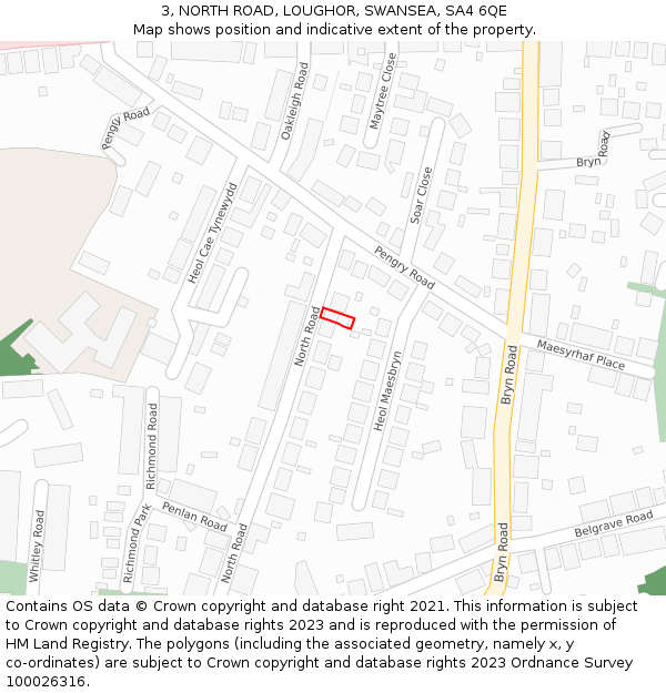 3, NORTH ROAD, LOUGHOR, SWANSEA, SA4 6QE: Location map and indicative extent of plot