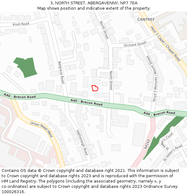 3, NORTH STREET, ABERGAVENNY, NP7 7EA: Location map and indicative extent of plot