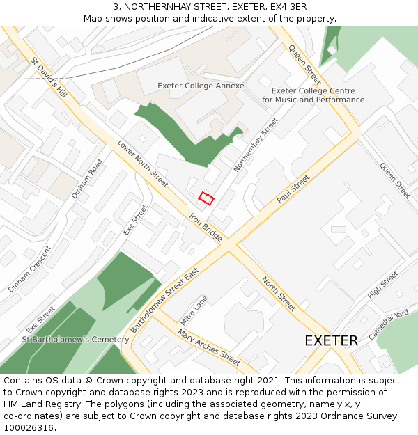 3, NORTHERNHAY STREET, EXETER, EX4 3ER: Location map and indicative extent of plot