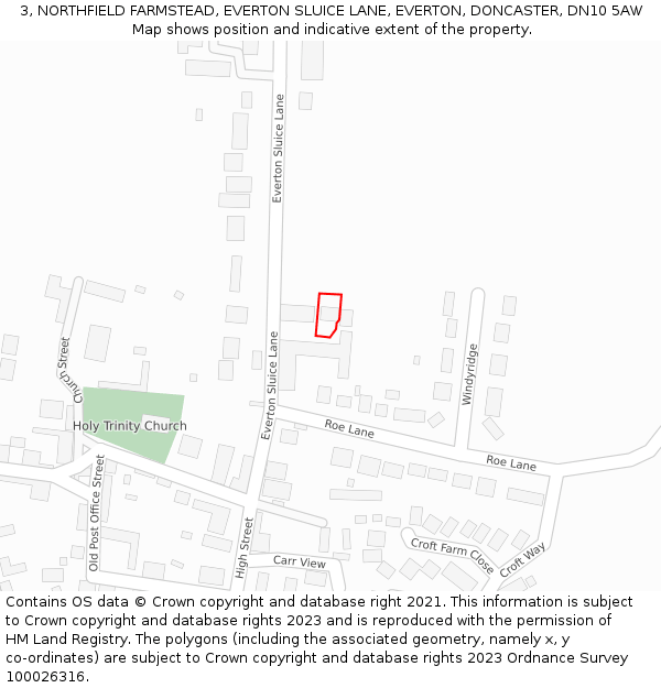 3, NORTHFIELD FARMSTEAD, EVERTON SLUICE LANE, EVERTON, DONCASTER, DN10 5AW: Location map and indicative extent of plot