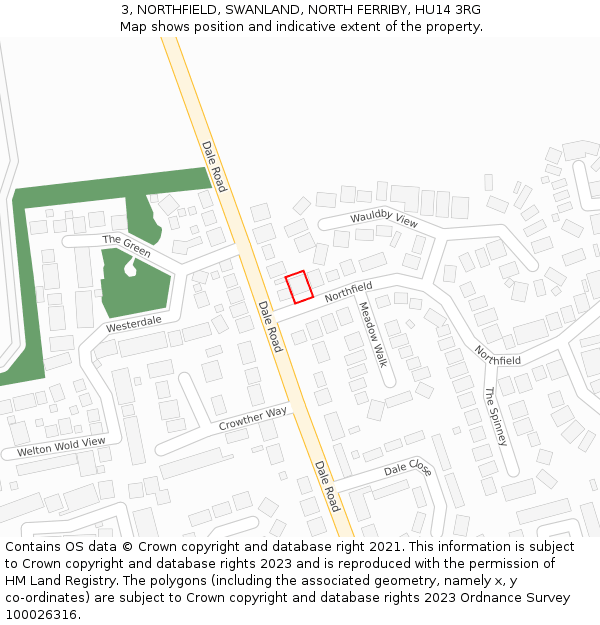 3, NORTHFIELD, SWANLAND, NORTH FERRIBY, HU14 3RG: Location map and indicative extent of plot