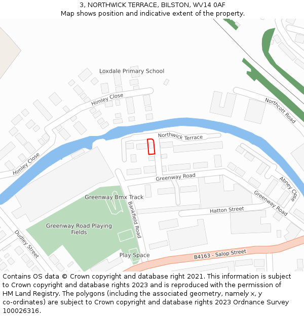 3, NORTHWICK TERRACE, BILSTON, WV14 0AF: Location map and indicative extent of plot