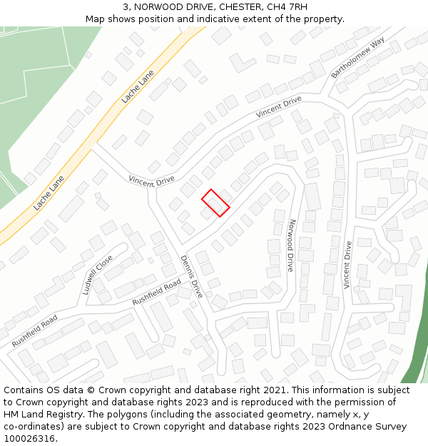 3, NORWOOD DRIVE, CHESTER, CH4 7RH: Location map and indicative extent of plot