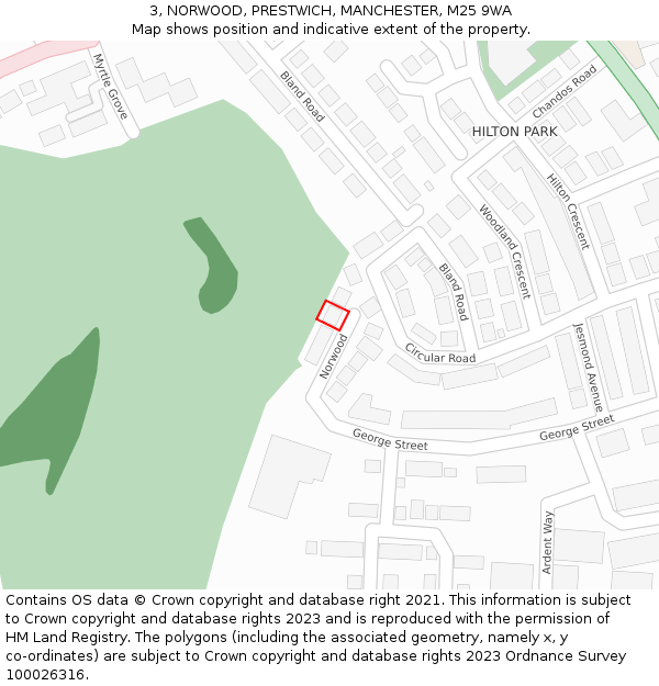 3, NORWOOD, PRESTWICH, MANCHESTER, M25 9WA: Location map and indicative extent of plot