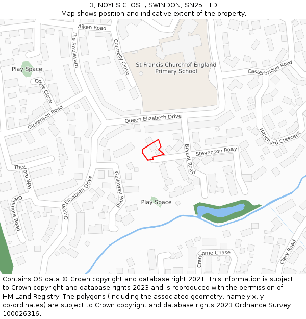 3, NOYES CLOSE, SWINDON, SN25 1TD: Location map and indicative extent of plot