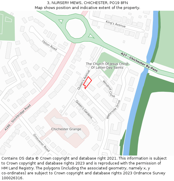 3, NURSERY MEWS, CHICHESTER, PO19 8FN: Location map and indicative extent of plot