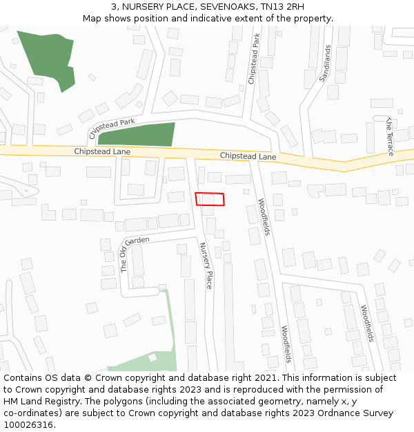 3, NURSERY PLACE, SEVENOAKS, TN13 2RH: Location map and indicative extent of plot