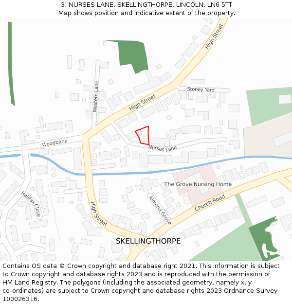 3, NURSES LANE, SKELLINGTHORPE, LINCOLN, LN6 5TT: Location map and indicative extent of plot
