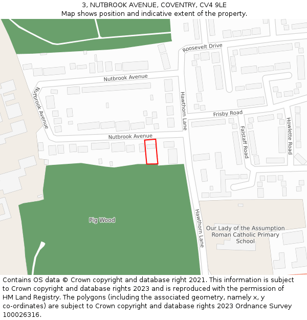 3, NUTBROOK AVENUE, COVENTRY, CV4 9LE: Location map and indicative extent of plot