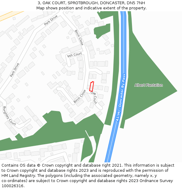 3, OAK COURT, SPROTBROUGH, DONCASTER, DN5 7NH: Location map and indicative extent of plot