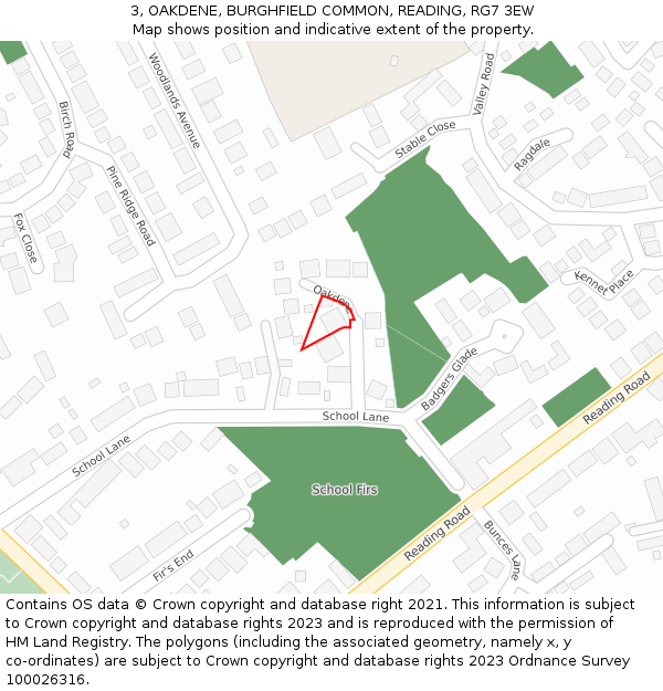 3, OAKDENE, BURGHFIELD COMMON, READING, RG7 3EW: Location map and indicative extent of plot