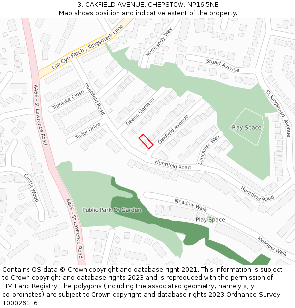 3, OAKFIELD AVENUE, CHEPSTOW, NP16 5NE: Location map and indicative extent of plot