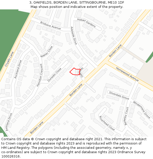 3, OAKFIELDS, BORDEN LANE, SITTINGBOURNE, ME10 1DF: Location map and indicative extent of plot