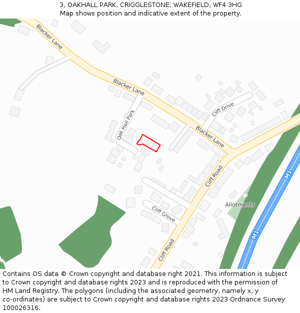 3, OAKHALL PARK, CRIGGLESTONE, WAKEFIELD, WF4 3HG: Location map and indicative extent of plot